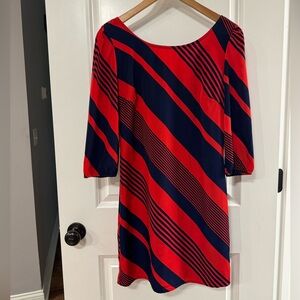Hardly worn blue and red stripe small dress.